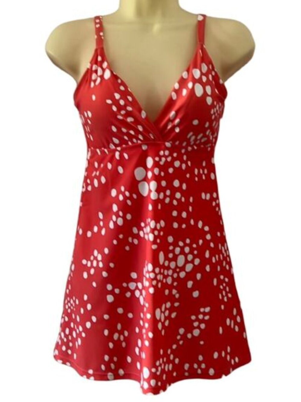 Orange/Peach Polka Dot One-Piece Swim Dress